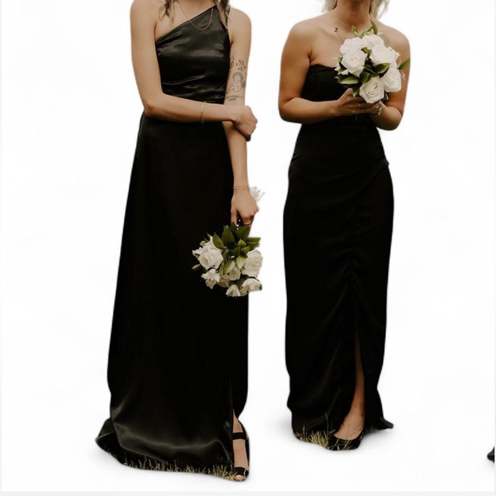 Azazie One Shoulder Black Dress - Picture 3 of 4